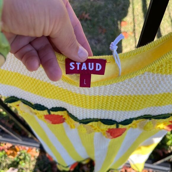 STAUD Vivia Crochet Citrus Mini Dress NWT - Picture 9 of 11